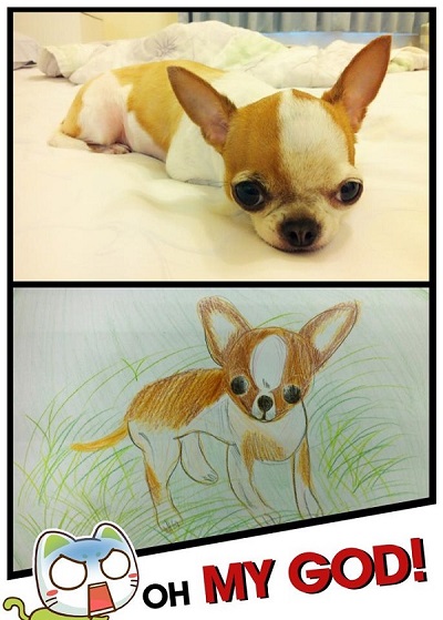 李心儀帶著小米上班,有學生主動畫下小米可愛的模樣。 李心儀/提供