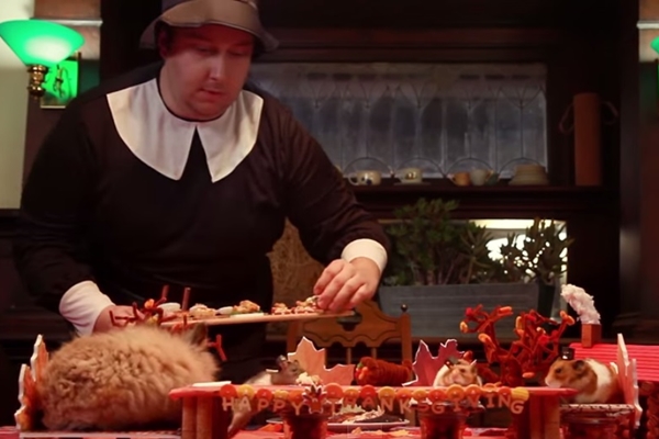 廚師將料理端上小倉鼠和兔子的桌。　取自HelloDenizen