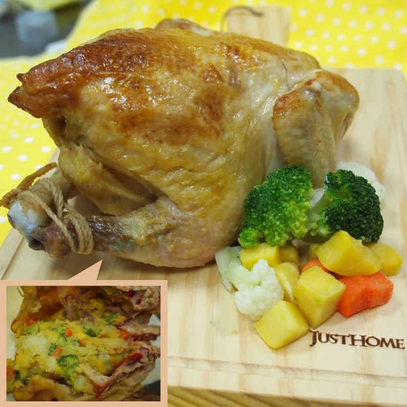 春雞內有各種蔬菜一起烘烤，兼具美味和營養。　吉快樂寵物蛋糕屋/提供