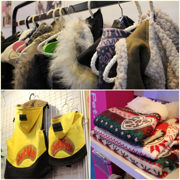 現場還有許多業者展出狗狗衣服，日本品牌還推出聖誕裝。　江幸芸/攝