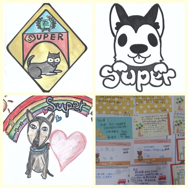 大仁國中以超仁為主題舉辦徵圖比賽,超仁生病時還有祈福活動,讓學生寫卡片替超仁集氣。 大仁國中/提供