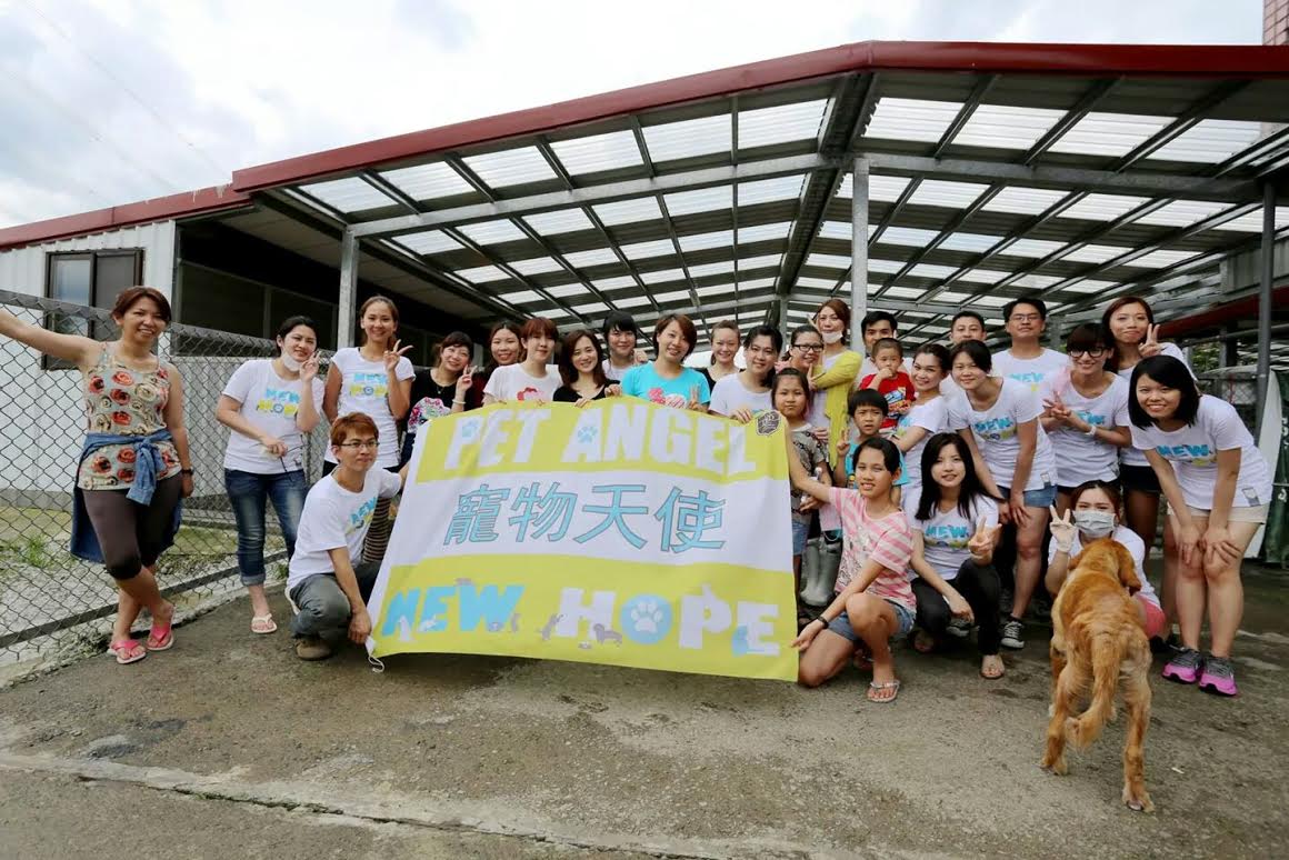 臘腸寶寶家族的寵物天使愛心志工團到桃園大溪的狗場幫忙。　臘腸寶寶家族/提供