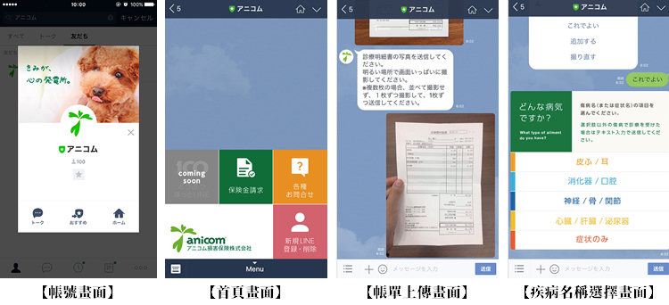 LINE的理賠申請畫面。 取自anicom