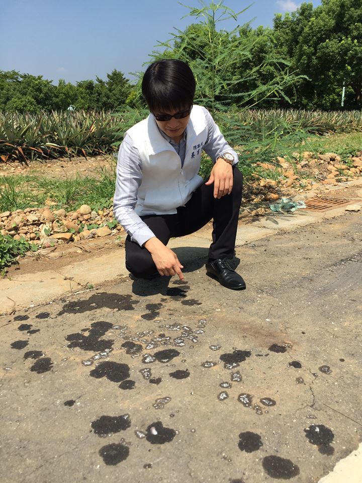 遭毒死的狗狗，口吐白沫的痕跡。吳育才/提供