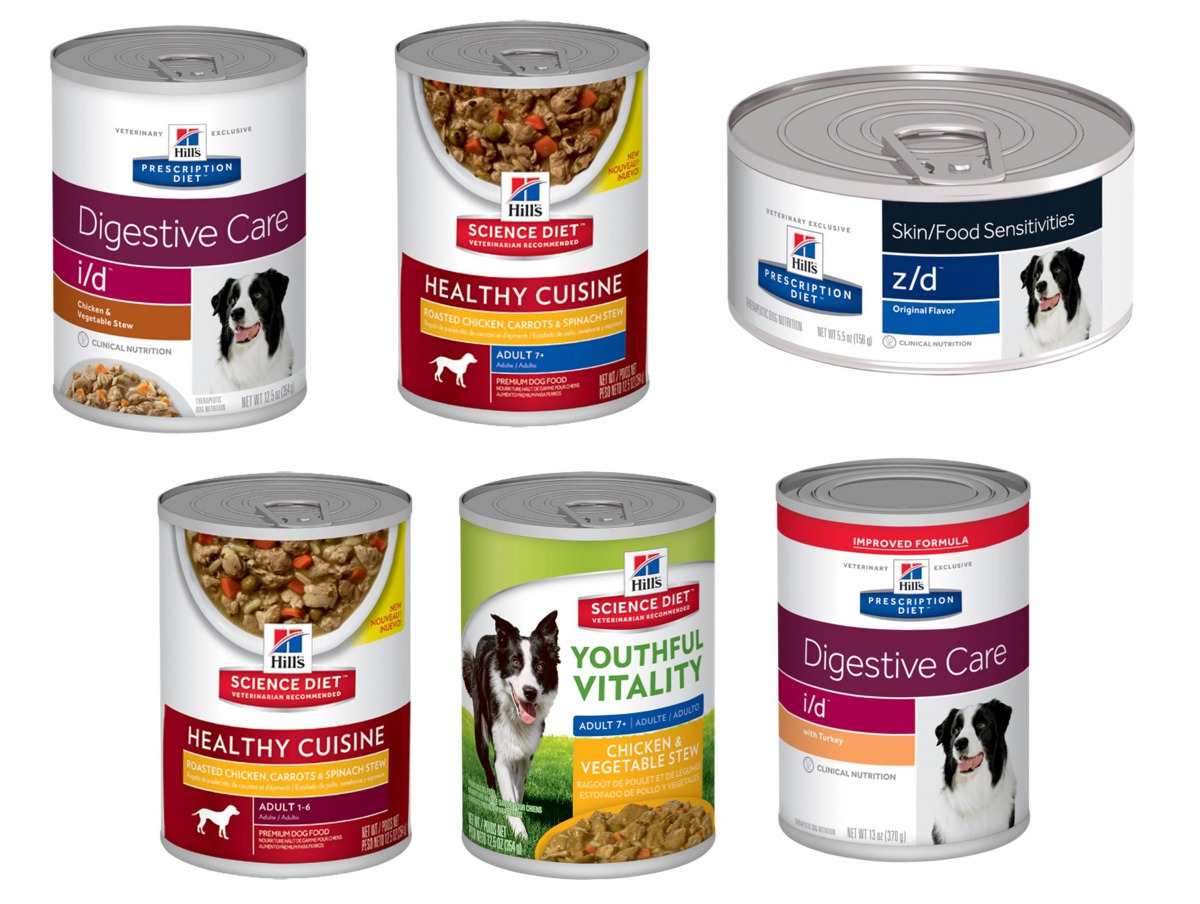 美國希爾斯犬用罐頭因維生素D超標而宣布自願性回收，其中6款狗罐台灣也有販售。翻攝自網路