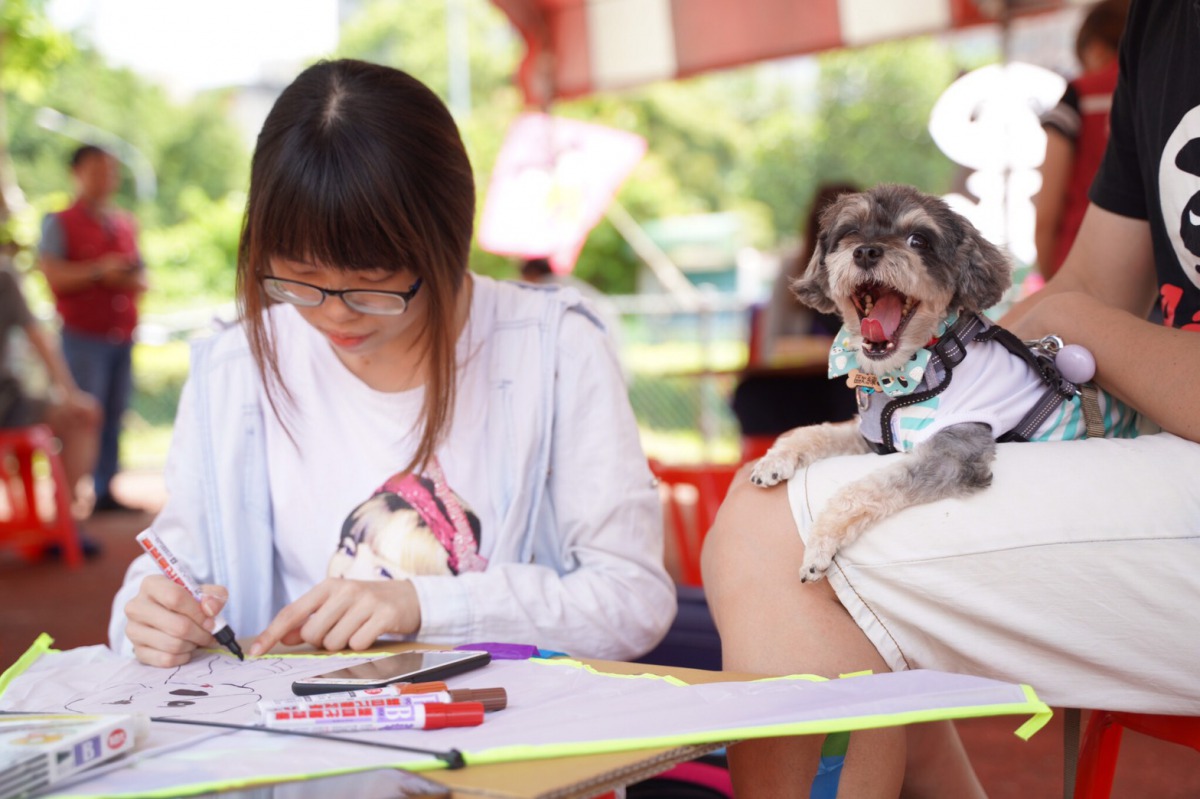 為了慶祝9月9日台灣狗狗節,新北市動保處提舉辦「狗狗節彩繪風箏活動」。新北市動保處/提供