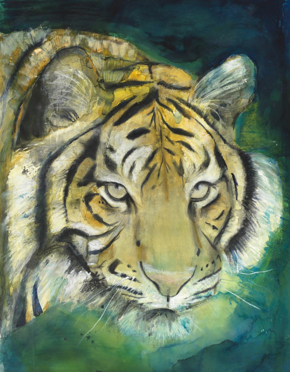 台美藝術家與攝影師合作的「全新世瀕危動物創作展」，用藝術召喚觀眾保育動物的意識。Russ Ronat/提供