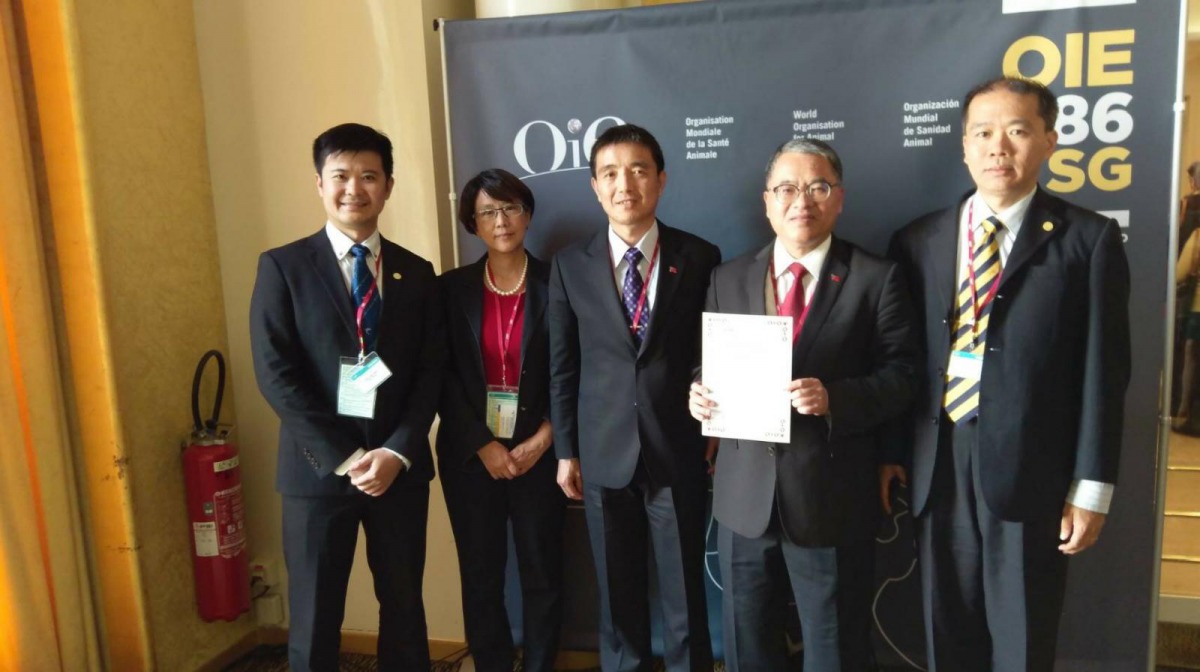 我國派員赴巴黎參加OIE第86屆年會，金門獲OIE認定為施打疫苗口蹄疫非疫區。取自農委會網站