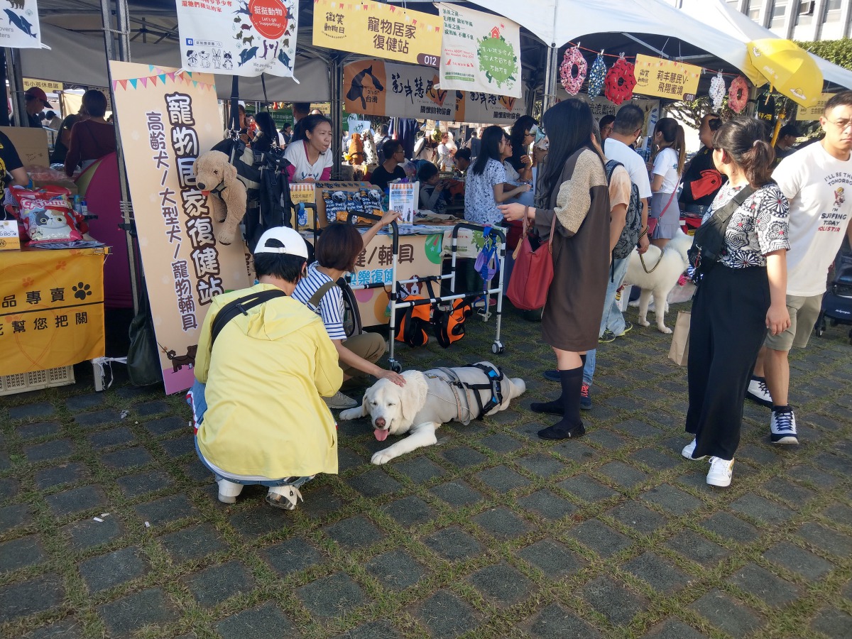 各種動物保護與保育的民間團體參與設攤,許多飼主帶著愛犬同遊。陳璽安/攝