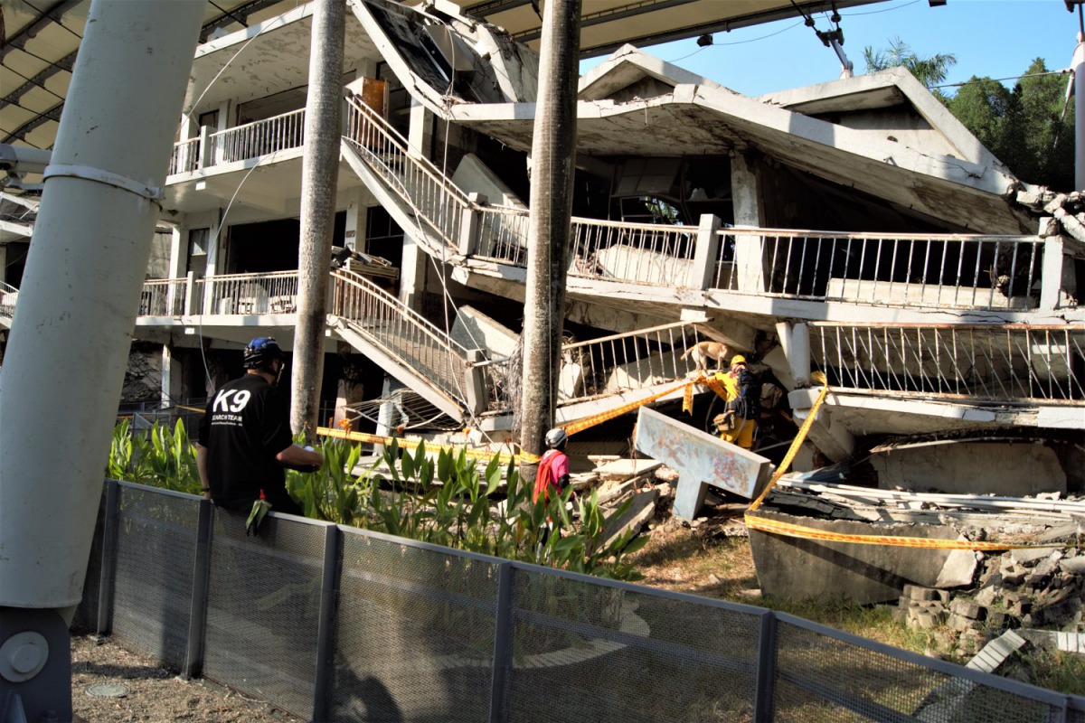 實的地震場景讓921地震園區兩度被選為MRT考場。翻攝自消防署粉絲專頁