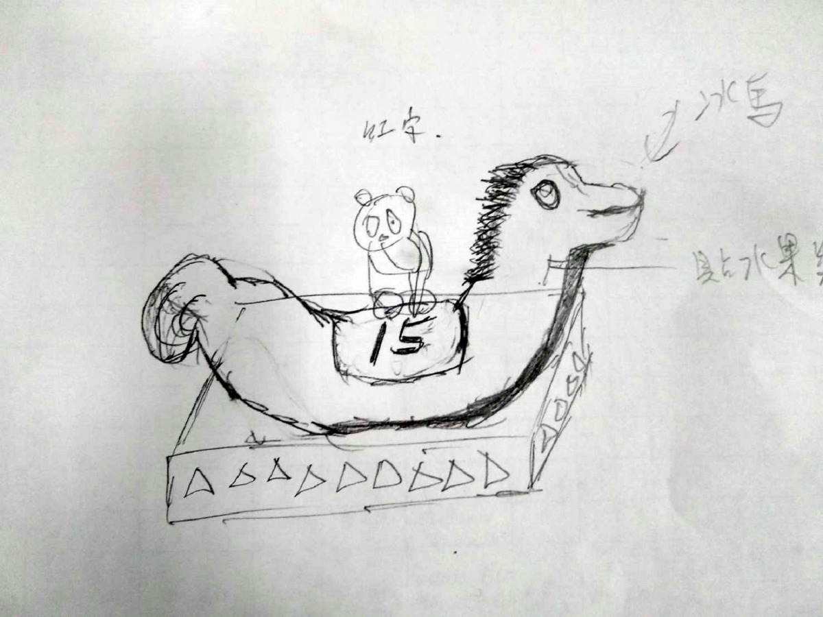 大貓熊「團團」的生日蛋糕概念圖,主題為「馬到成功」。台北市立動物園/提供