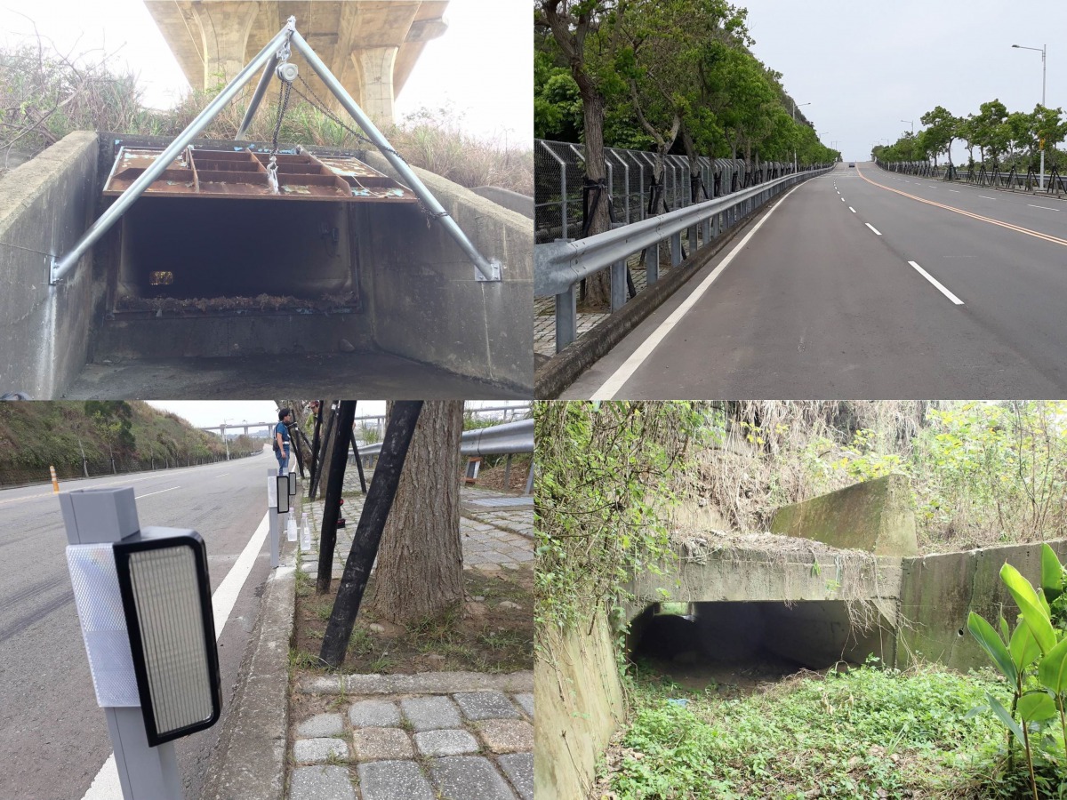 苗29鄉道設置了504公尺長的防護網、25具警示動物用反光板、1座動物利用木梯、2座水泥箱涵以及2座改造水門。苗栗縣政府/提供