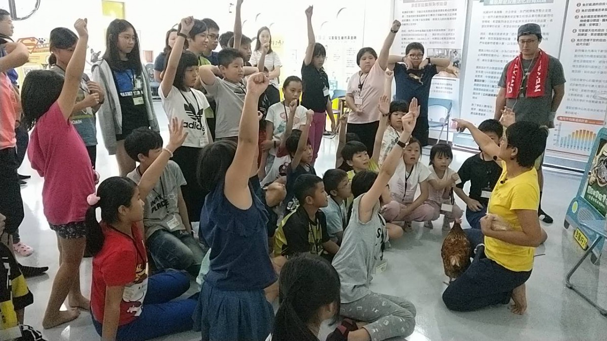 「雞飛狗跳動保暑期營」導入「友雞生活」概念，以經濟動物角度切入愛護動物及飼主責任主題。高雄市動保處/提供