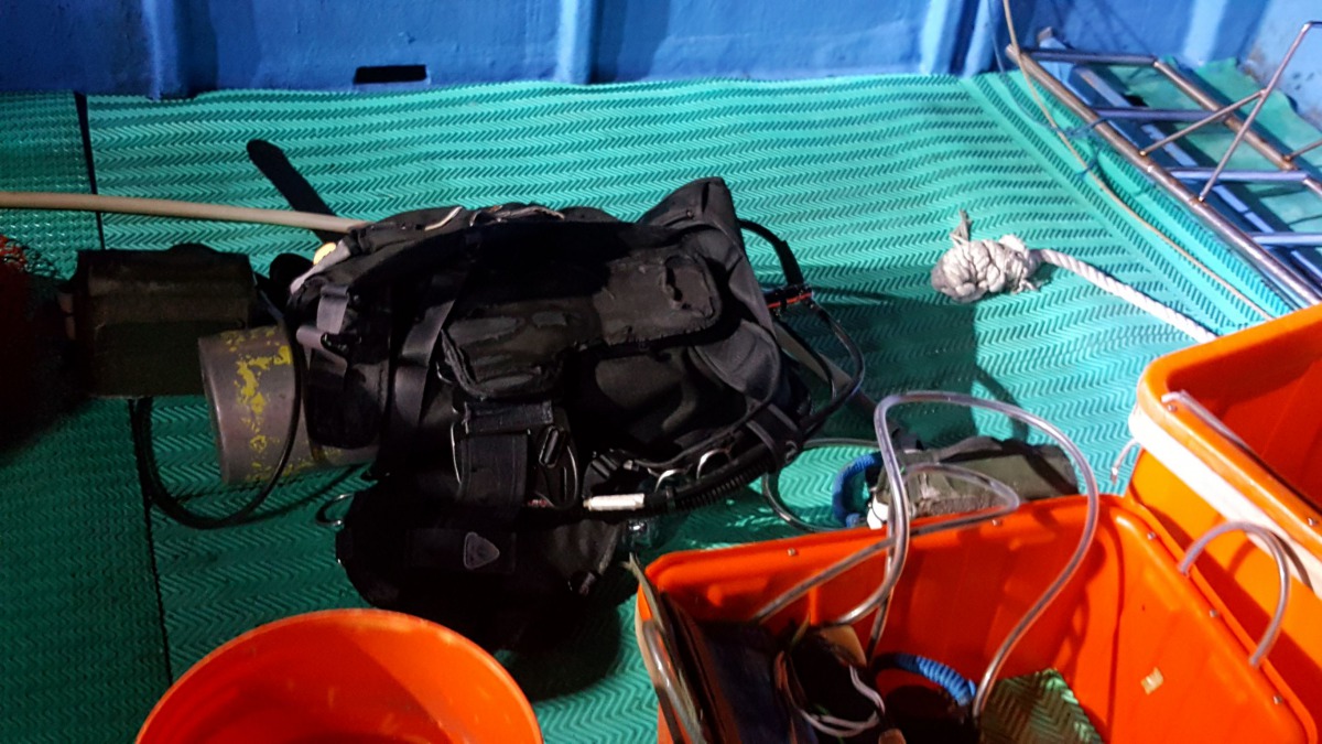當場查獲潛水設備。恆春海巡隊/提供