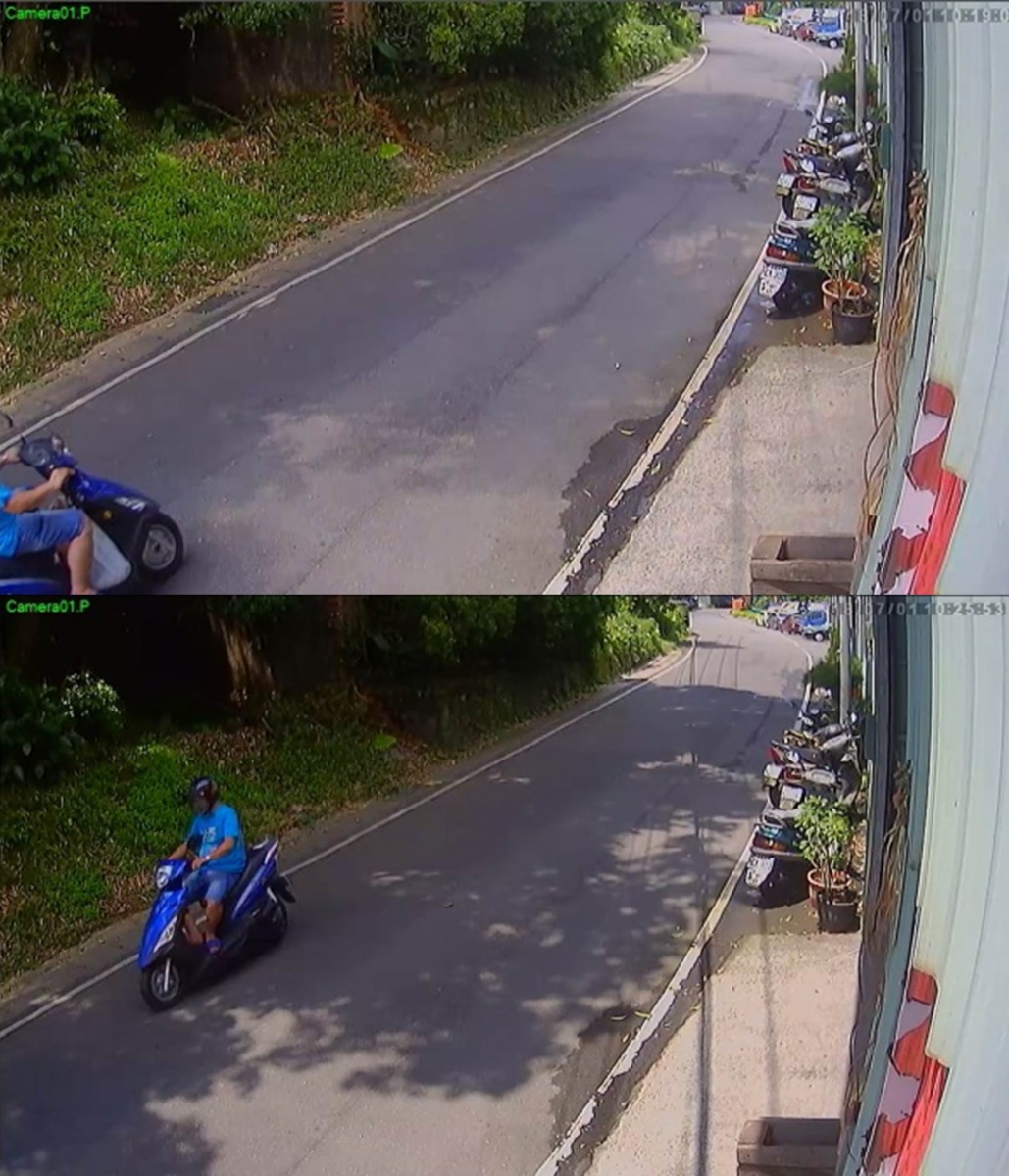 沿路監視器可見前往動物之家途中腳踏墊上有隻紅貴賓,離開時已沒有狗。新北市動保處/提供