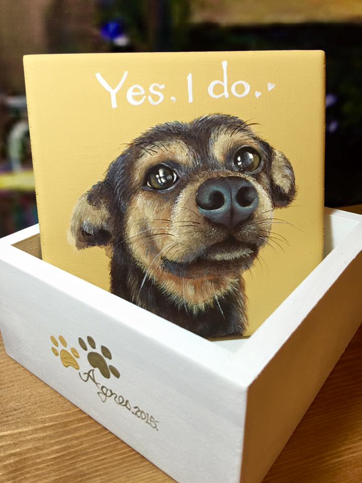 這隻狗狗成為永遠送不出的畫，也成為丸子心中永遠的痛。丸子/提供