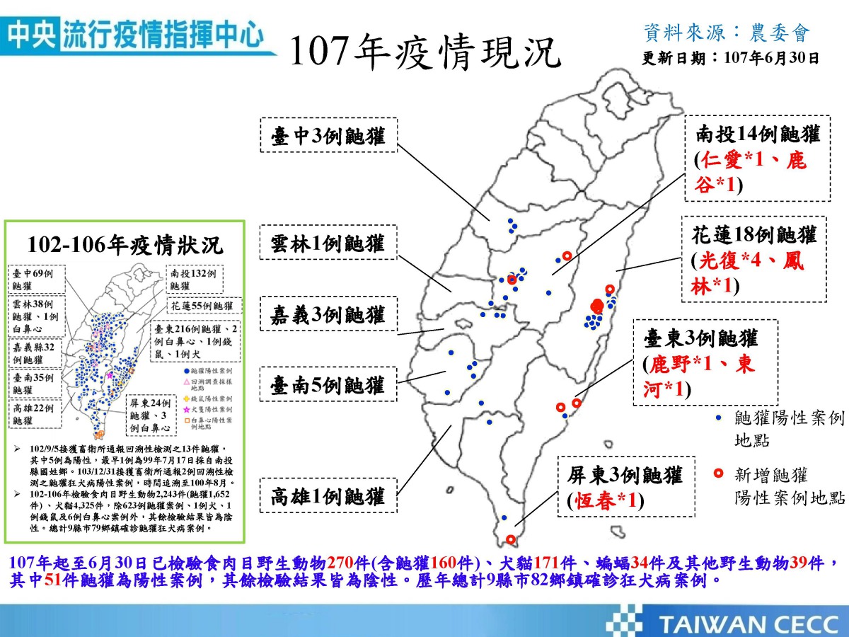 2018年疫情現況。林務局/提供