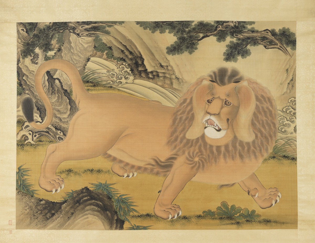 〈清 劉九德 畫狻猊〉描繪一頭體型壯碩的獅子。故宮博物院/提供