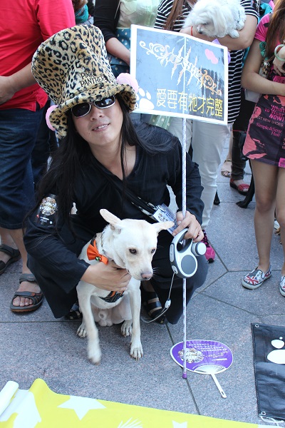 阿ㄎ一ㄤ的爸爸說：愛要有牠才完整！有犬出沒家族今天的Dress Code是蝴蝶結。　李娉婷/攝