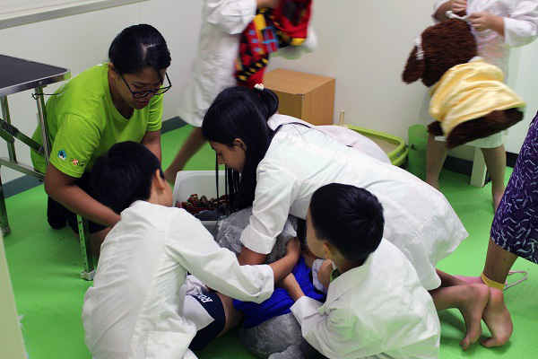 嚴肅的醫療區完後,是幫寵物打扮的時間。 李娉婷/攝