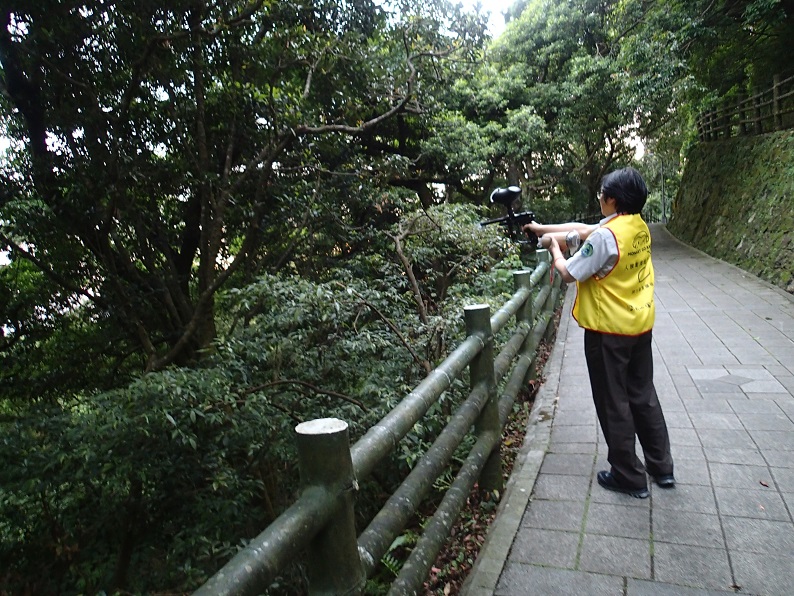 陽明山管理處成立驅猴小組，以漆彈槍驅趕台灣獼猴。 陽管處/提供