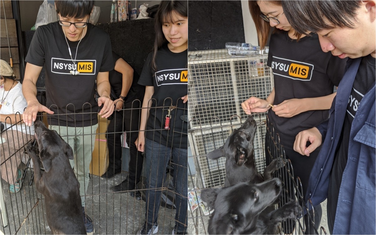 中山大學資管系碩士班的學生推廣壽山收容所的浪浪。 中山大學/提供