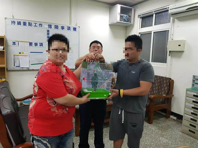 夾娃娃機內的鸚鵡「啾啾」最後順利回到主人身邊。龜山派出所/提供