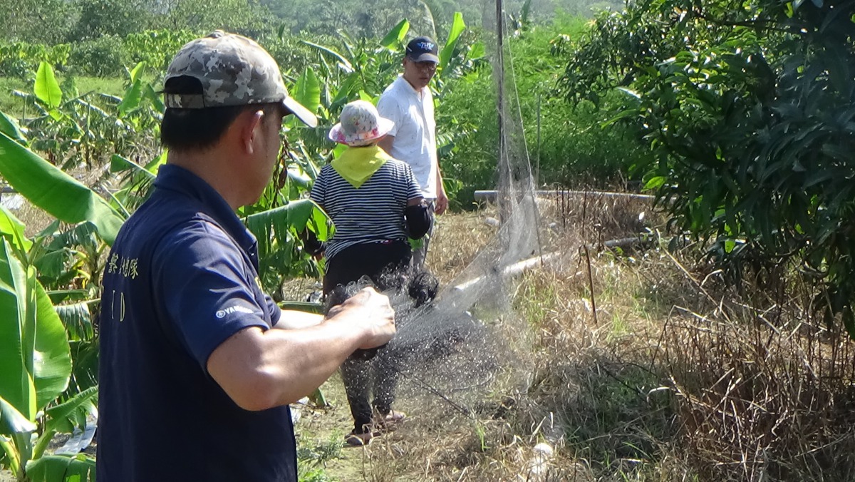 保七員警當場將捕鳥網拆除。 保七總隊第八大隊/提供