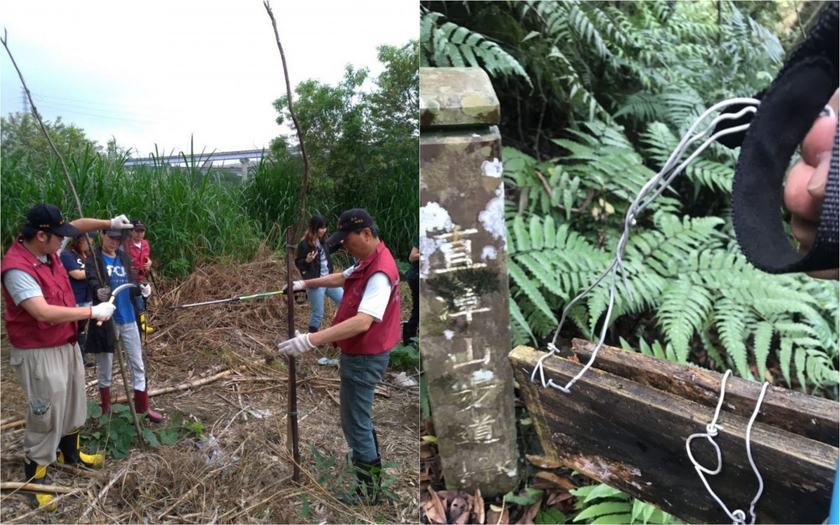巡查隊找到捕鳥網(左)及吊索陷阱。 新北市動保處/提供