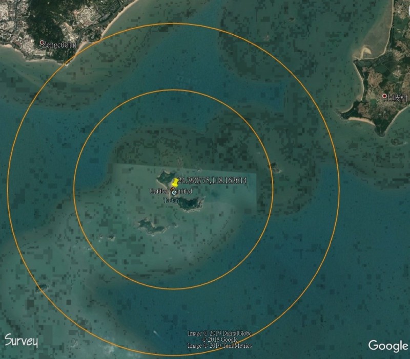 金門大膽島周邊半徑3至5公里內並無任何養豬場。 金門縣政府/提供