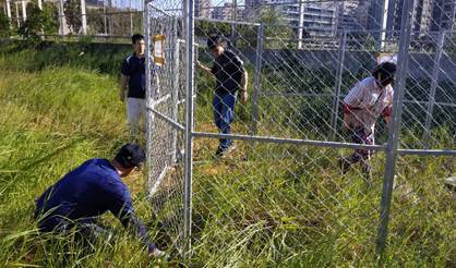 動保處結合民間團體和當地愛心人士架設圍網施行TNVR。 新北市動保處/提供