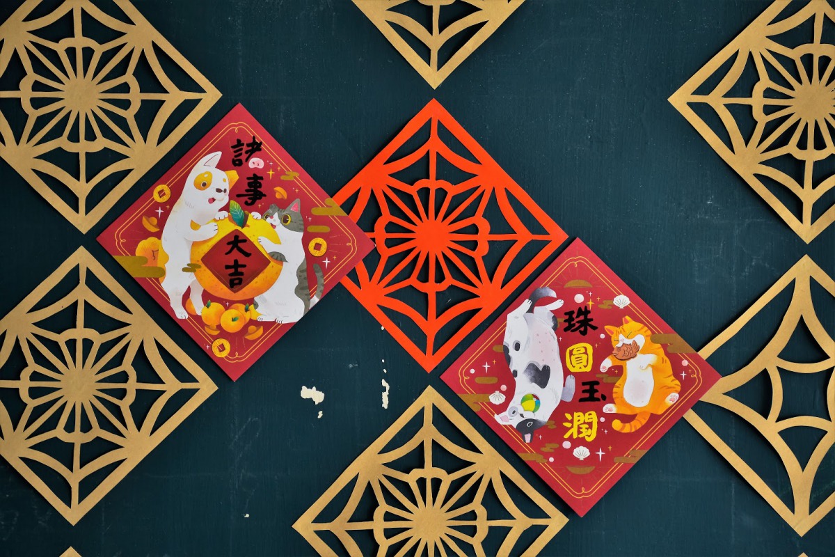 台灣之心與插畫家「lasunpo」合作推出豬年限定款春聯。台灣之心/提供