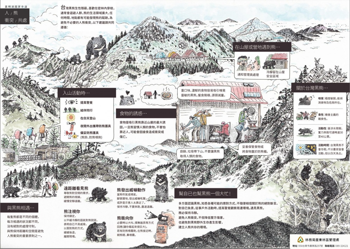 摺頁的內容向民眾宣導如何避免人熊衝突。 台東林管處/提供