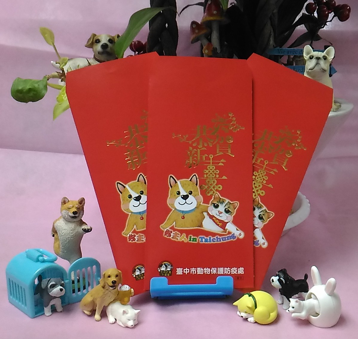 台中市動保處推出限量500份的紅包袋開放民眾領取。 台中市動保處/提供