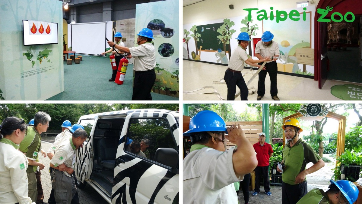 園方選在展示野生動物標本的教育中心進行消防演練。 台北市立動物園/提供