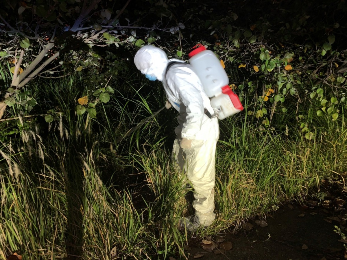 防疫人員已完成現場的消毒工作。 新北市動保處/提供